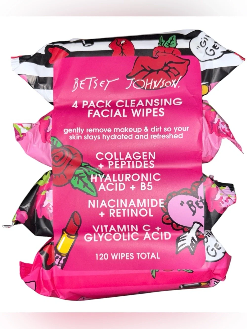 Betsey Johnson Cleansing Facial Wipes - 4 Pack
